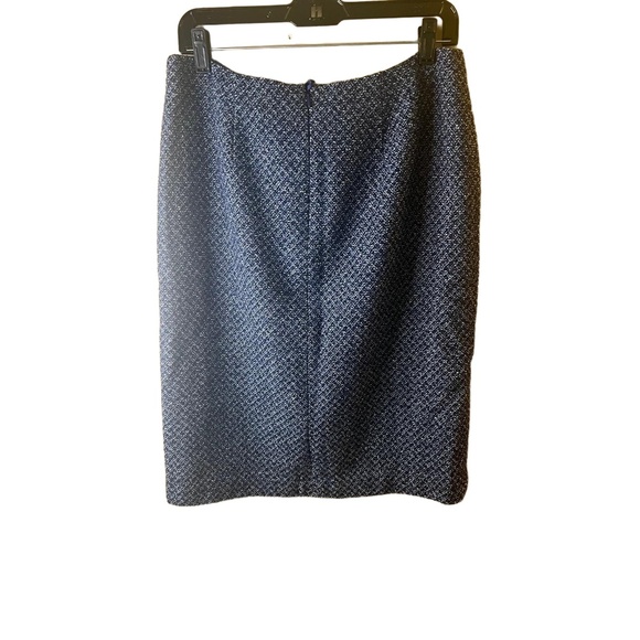 Escada Blue White Tweed Knee Length Wool Silk Pencil Skirt Womens Size US14 - Picture 3 of 10